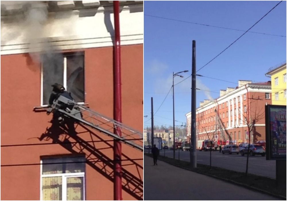 Утром на пожаре в центре Петрозаводска погиб человек