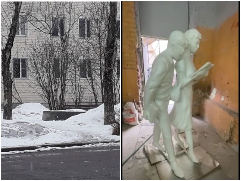 «Шурик и Лида» не выдержали карельских морозов: памятник киногероям в Лахдепохье потрескался