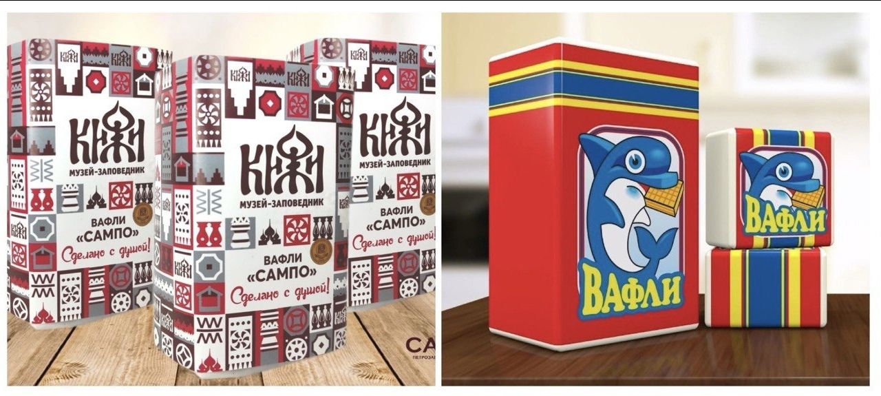 Знаменитые вафли с рисунком дельфина переупаковали на карельский манер