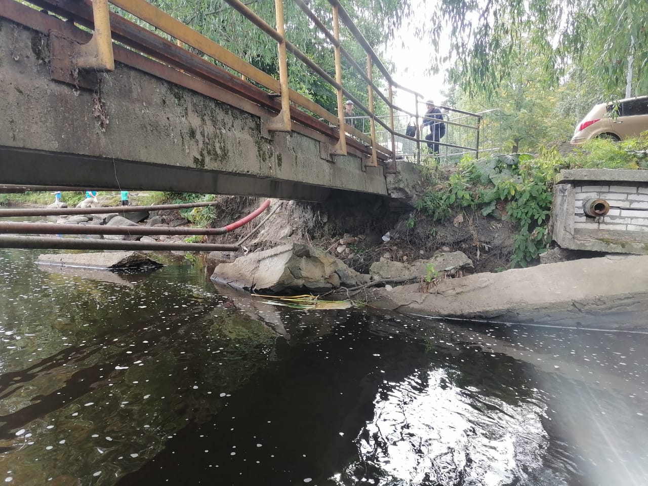 Мост около устья Лососинки откроют для пешеходов без несущей опоры, но с перилами