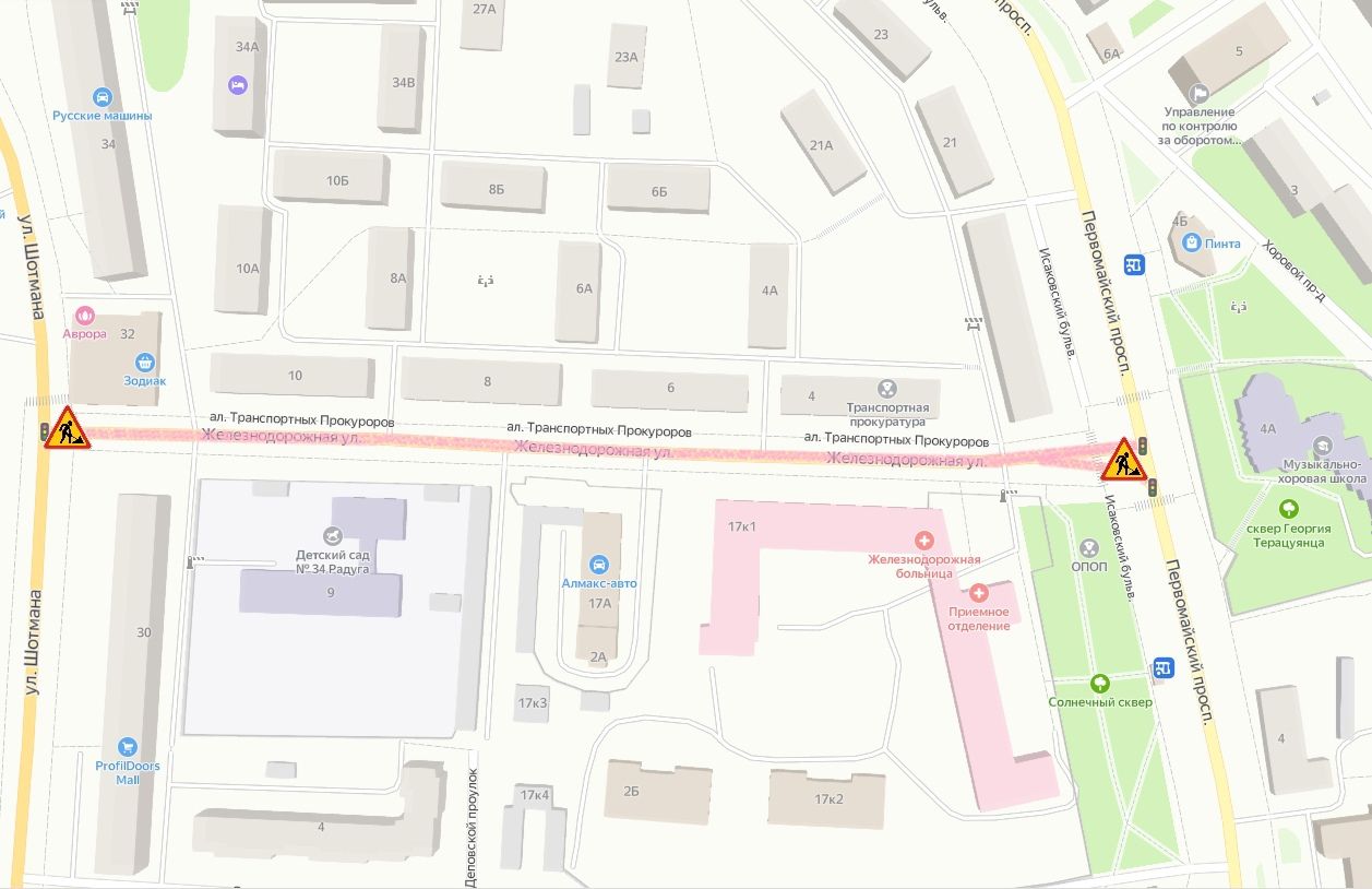 В ночь с пятницы на субботу перекроют улицу Железнодорожную в Петрозаводске