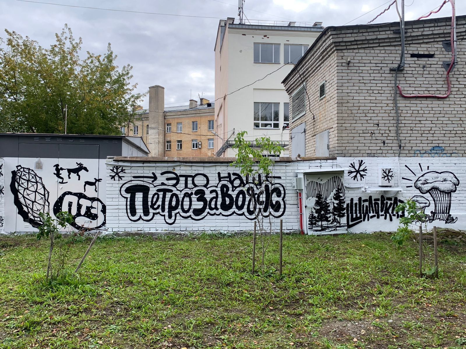 Художник-урбанист разукрасил стену в центре Петрозаводска