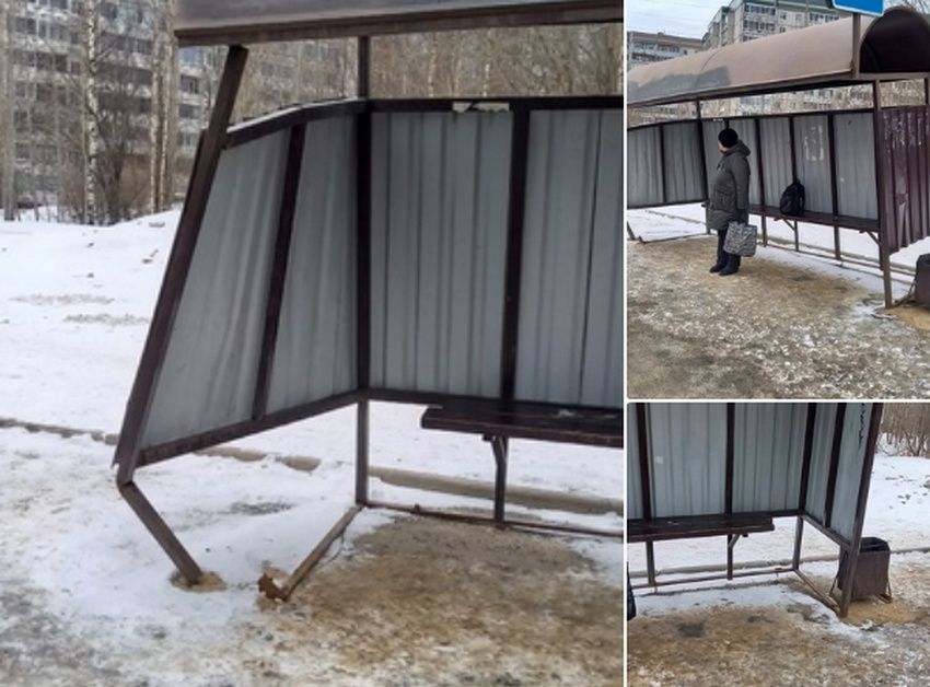 Петрозаводчане просят снести или отремонтировать покосившуюся остановку на Древлянке