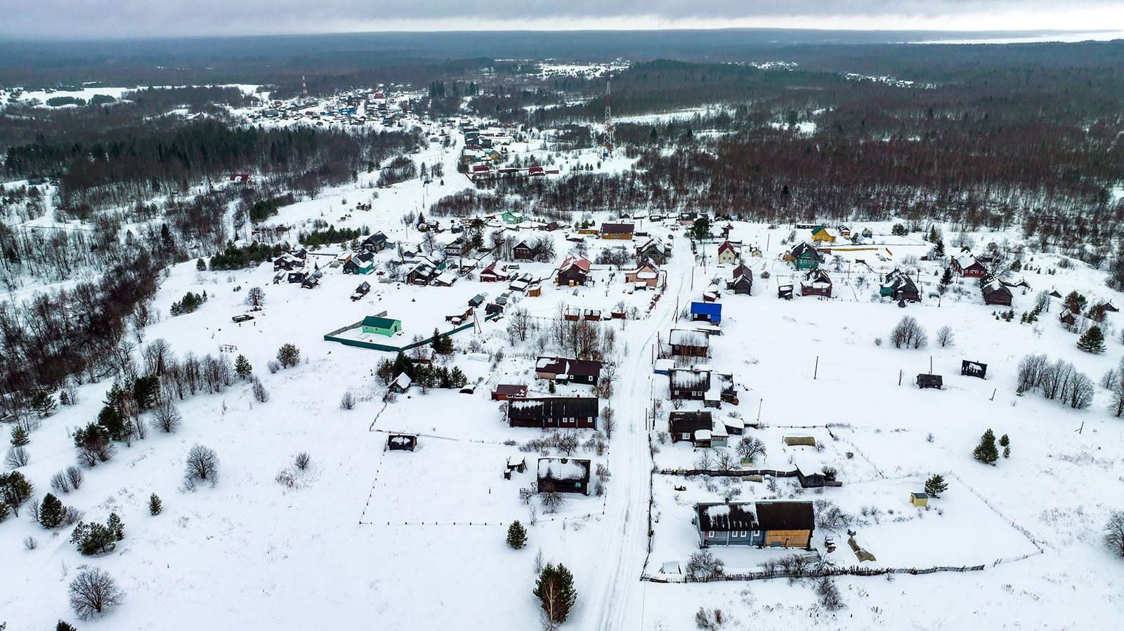 Вепсское село Шокшу показали с высоты птичьего полета