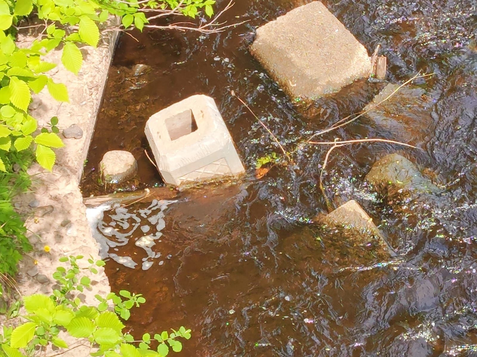В Петрозаводске вандалы сбросили бетонные урны в реку
