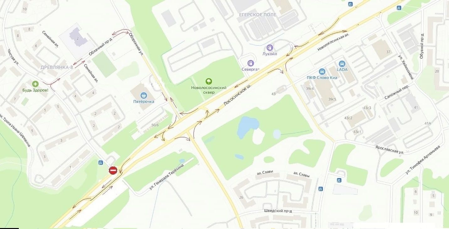 На Древлянке запретят съезд с Лососинского шоссе на Чистую улицу