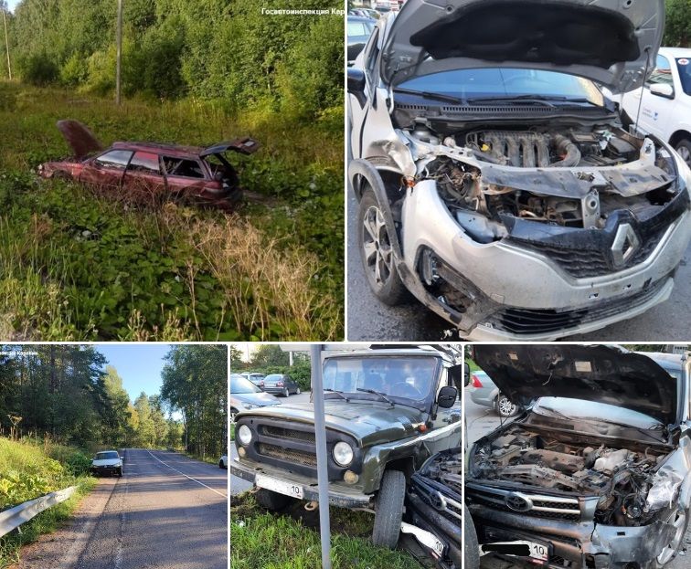 В Карелии произошло пять ДТП с пострадавшими