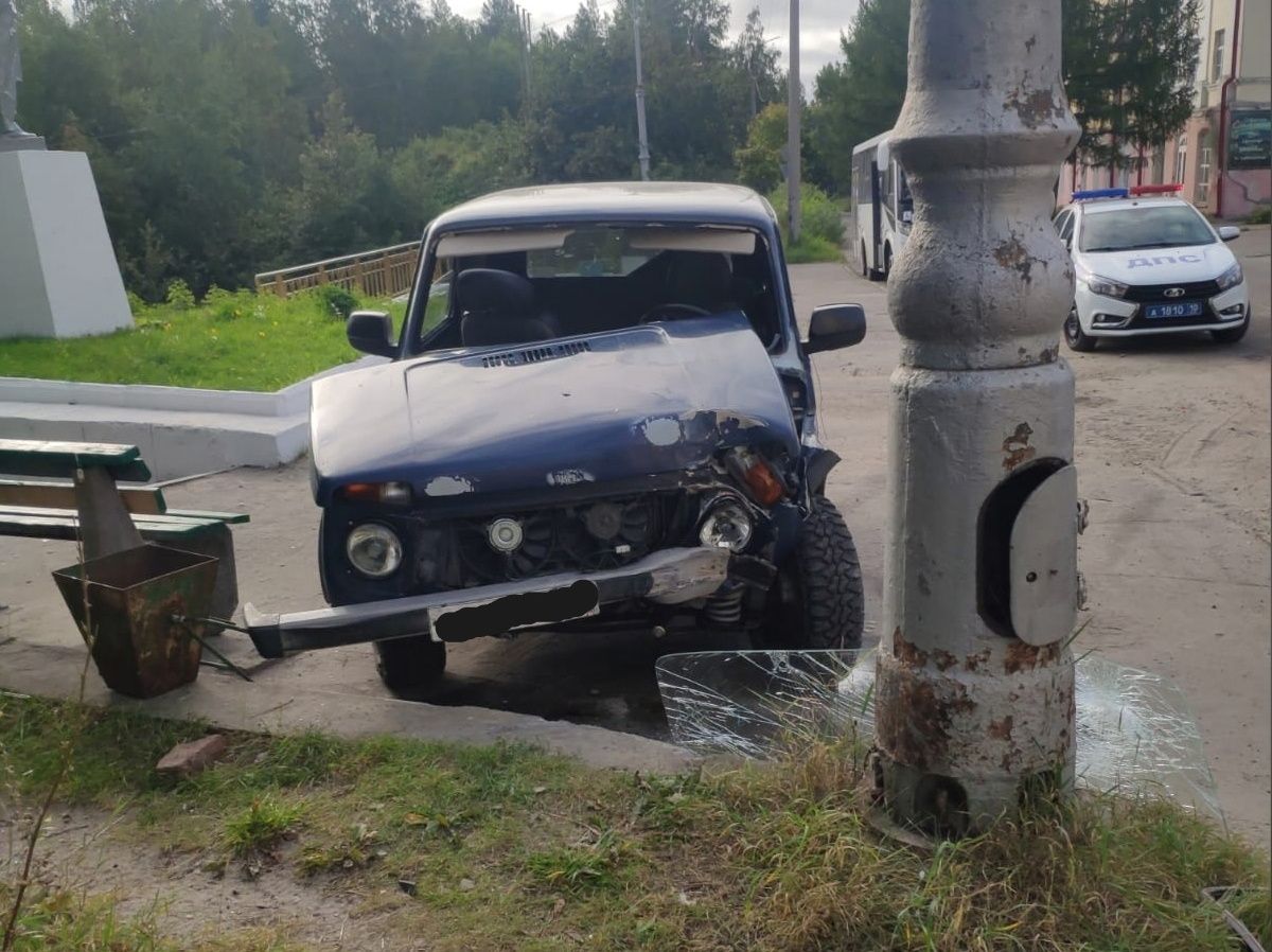 В Карелии водитель врезался в столб, бросил травмированного пассажира и сбежал