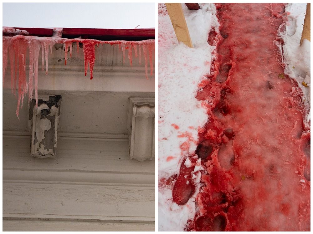 В Петрозаводске появились «кровавые» сосульки и тропинки