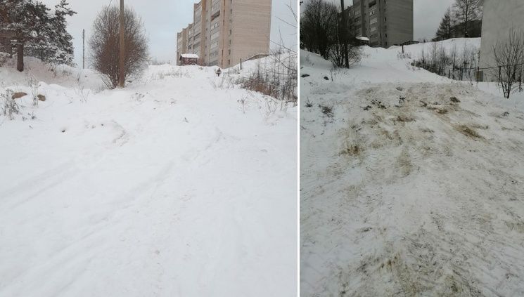 В Петрозаводске засыпали опасную горку