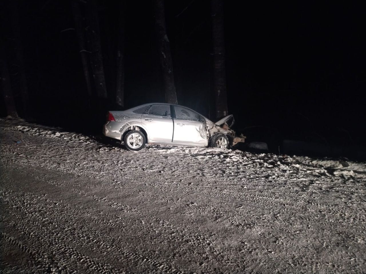 В Карелии молодой водитель съехал в кювет и врезался в дерево