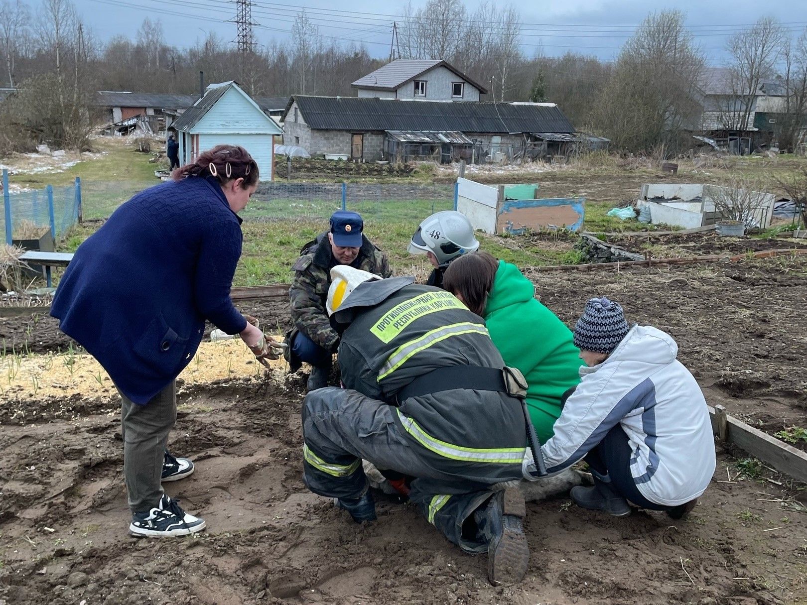 В Пряже запутавшуюся в собственном поводке собаку освободили спасатели