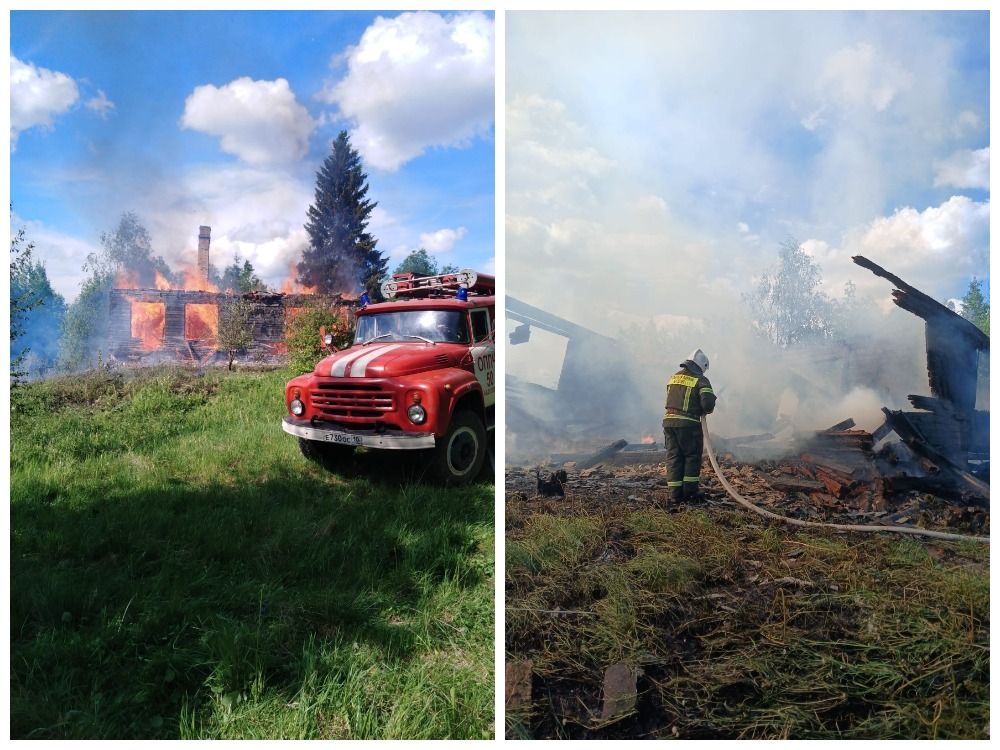 В Карелии сгорел деревянный дом