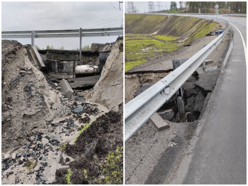 Жители Карелии сообщили о частичном обрушении новой дороги