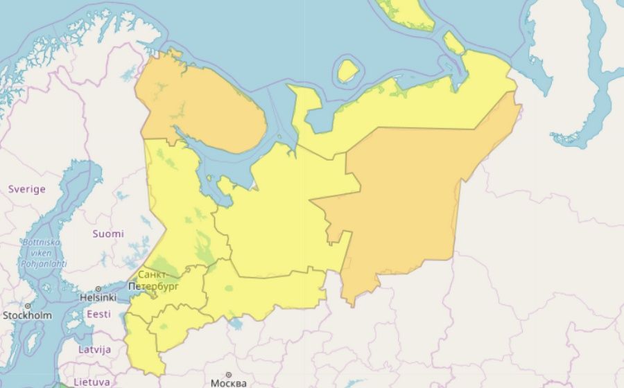 В Карелии установился «желтый» уровень погодной опасности