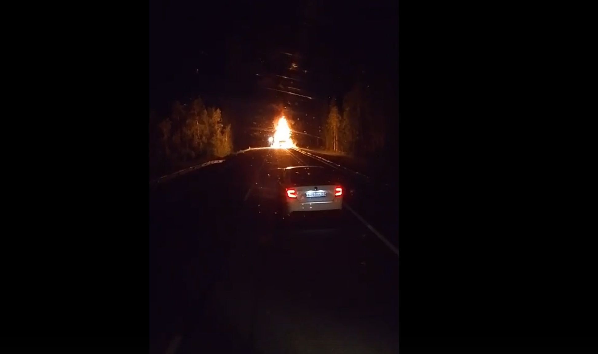 На трассе в Карелии сгорел автомобиль