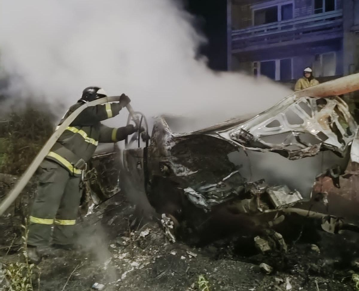 В Карелии автомобиль загорелся после ДТП