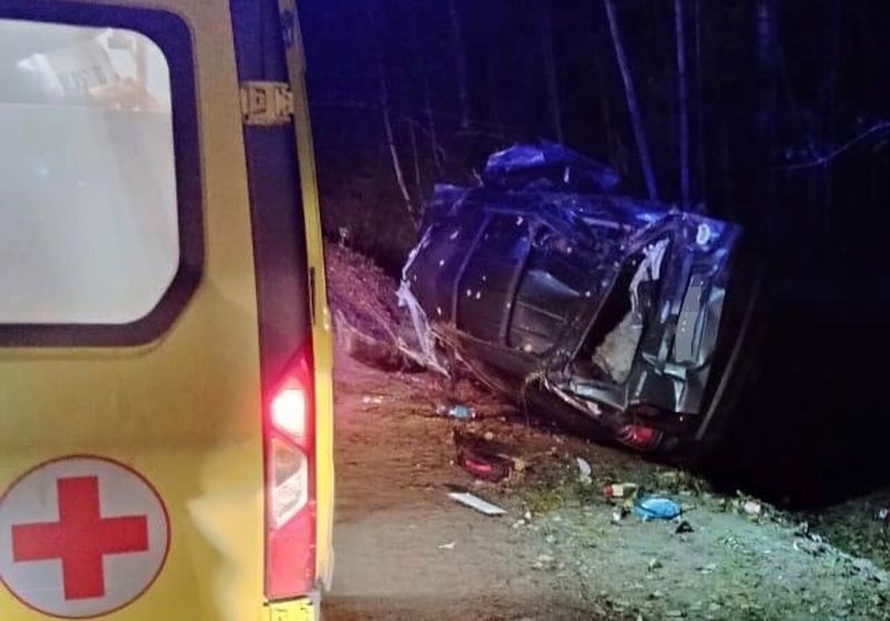 Два человека пострадали после опрокидывания автомобиля на трассе в Карелии