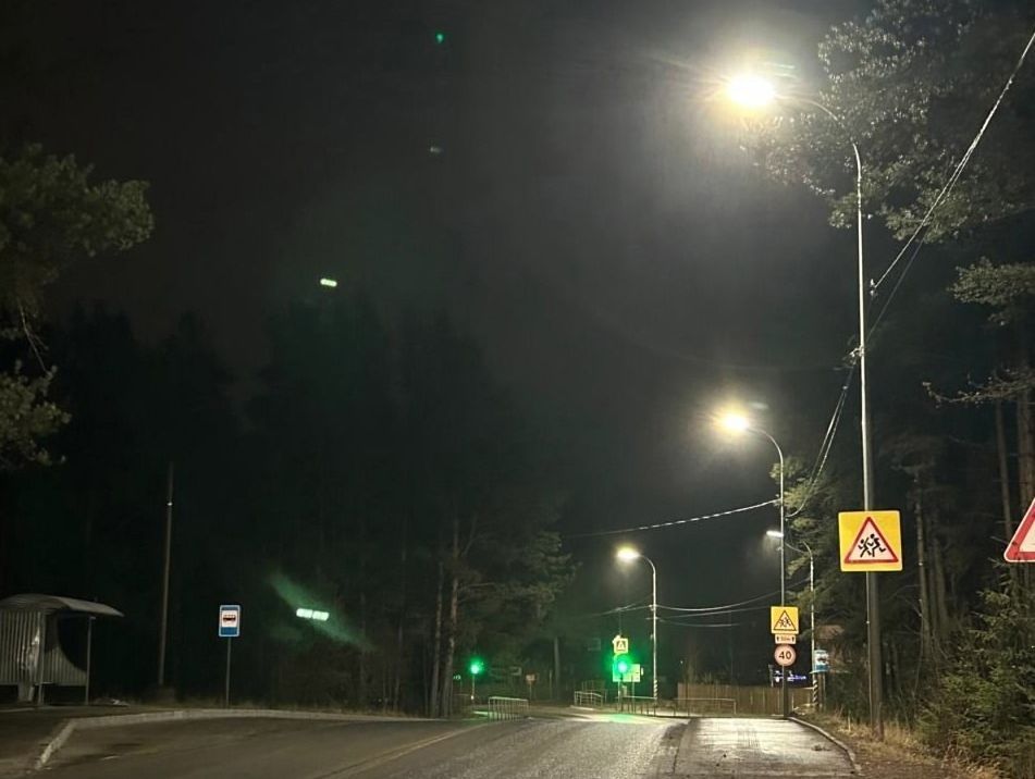 На Соломенском шоссе в Петрозаводске установили новые светодиодные светильники