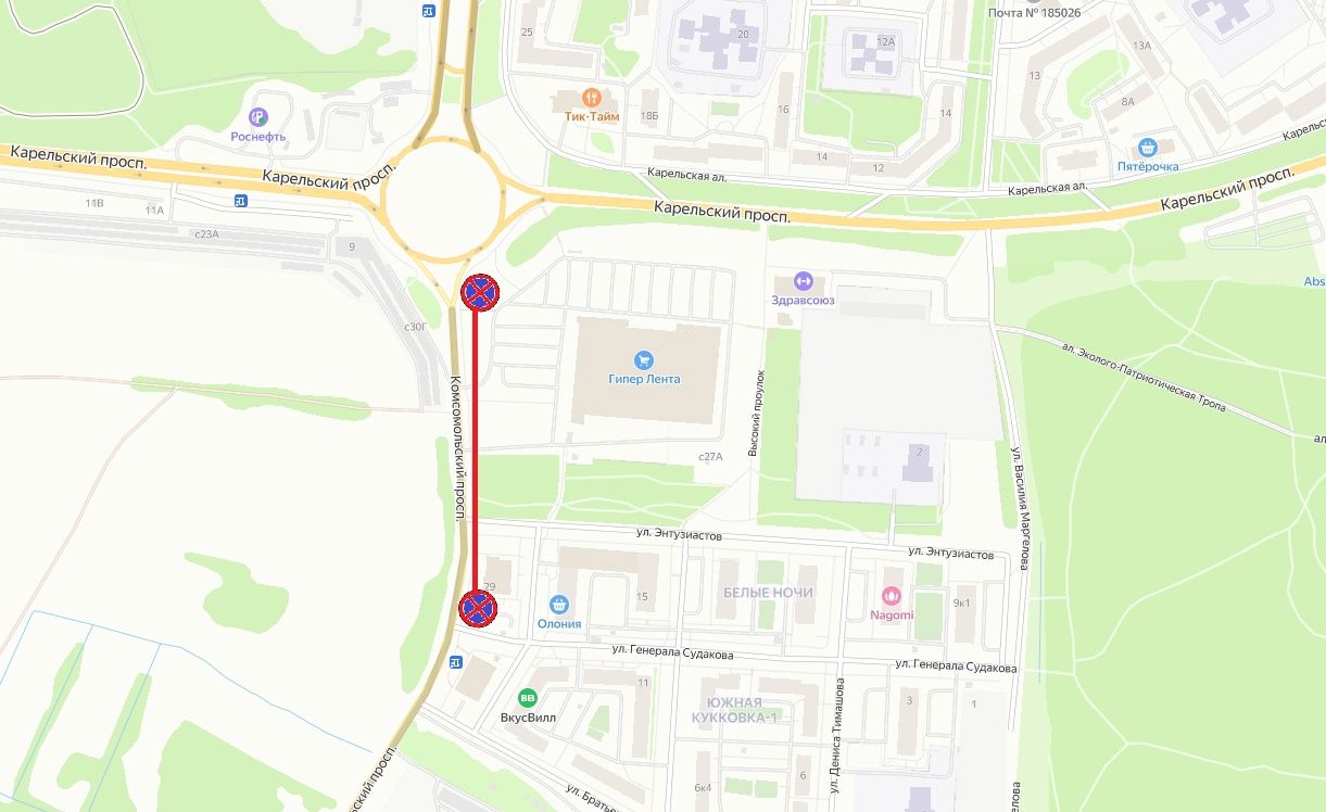 В Петрозаводске изменится схема движения на Комсомольском проспекте