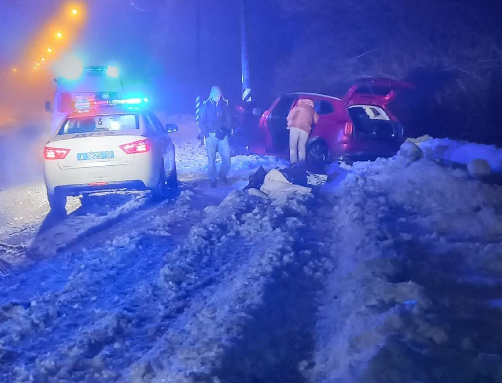 Автомобиль въехал в опору ЛЭП в Пудожском районе, есть пострадавшие