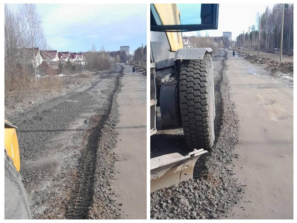 На улице Рождественского в Петрозаводске грейдером выровняли грунтовку