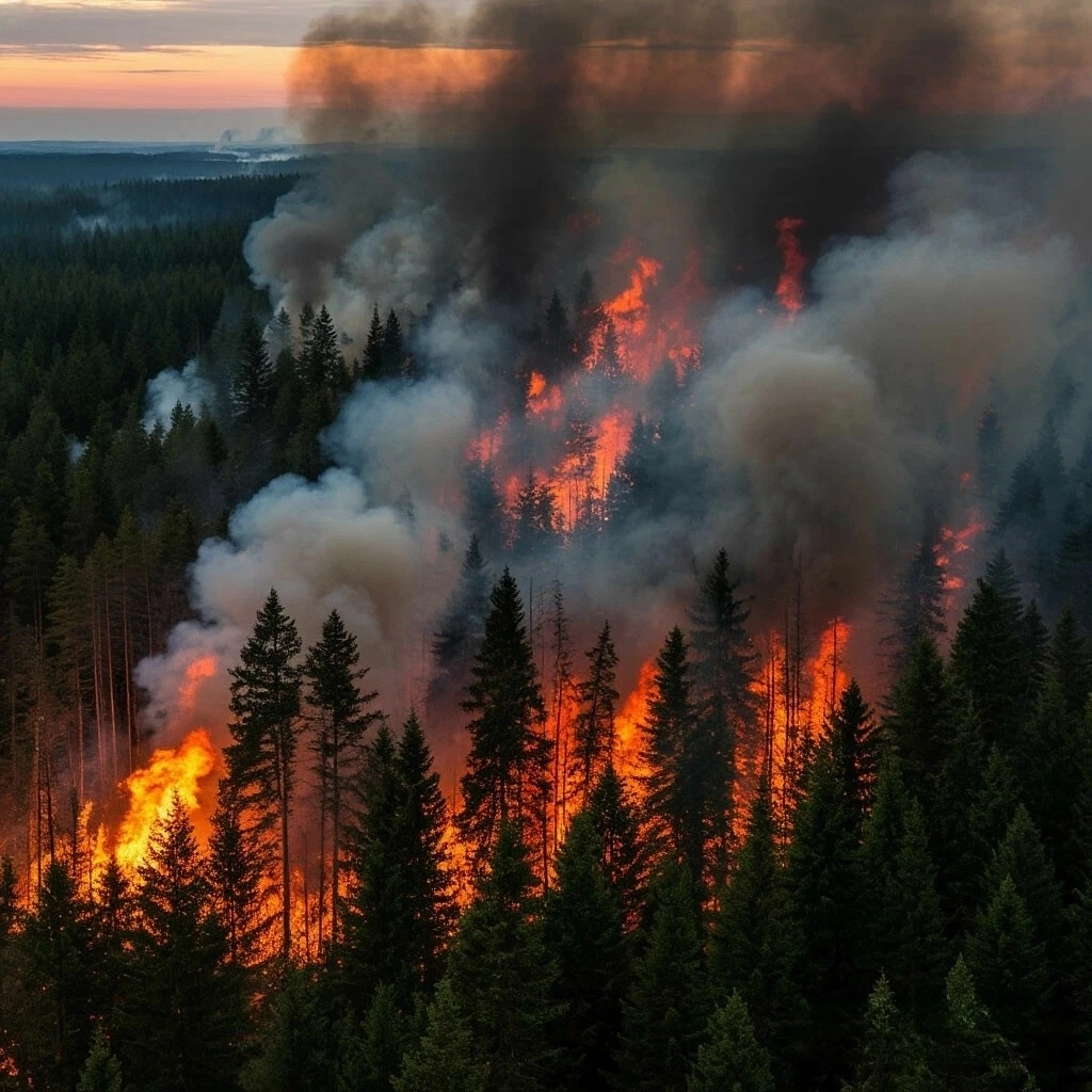Несколько гектаров леса вспыхнули на западе Карелии