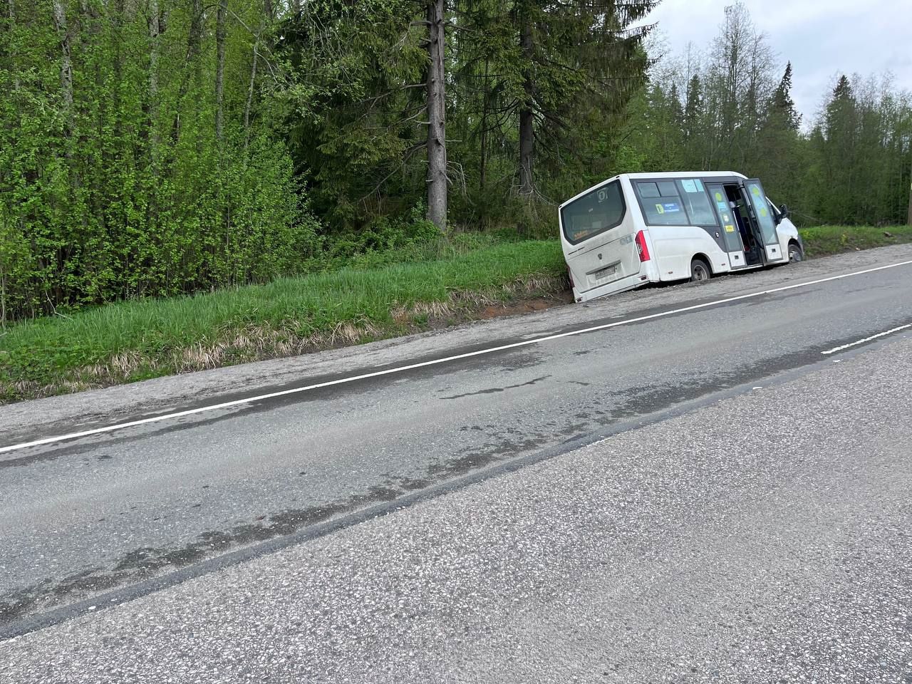 Стало известно, кто пострадал в ДТП с улетевшим в кювет автобусом в Лахденпохье, где водителю стало плохо