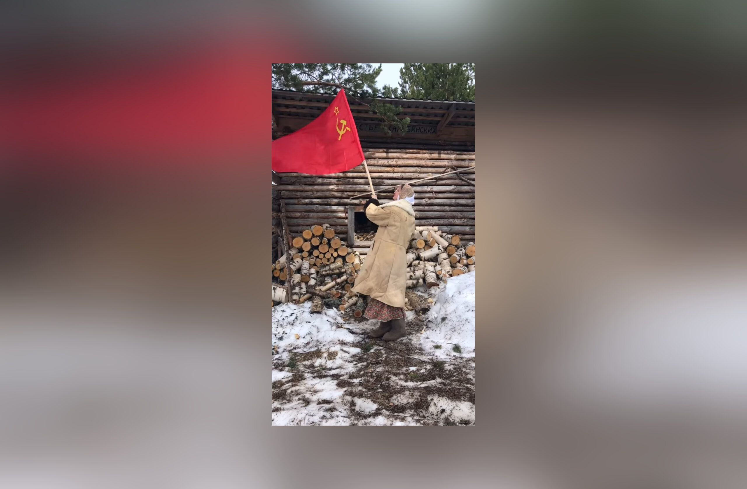 В карельском паблике вспомнили бабушку с советским флагом