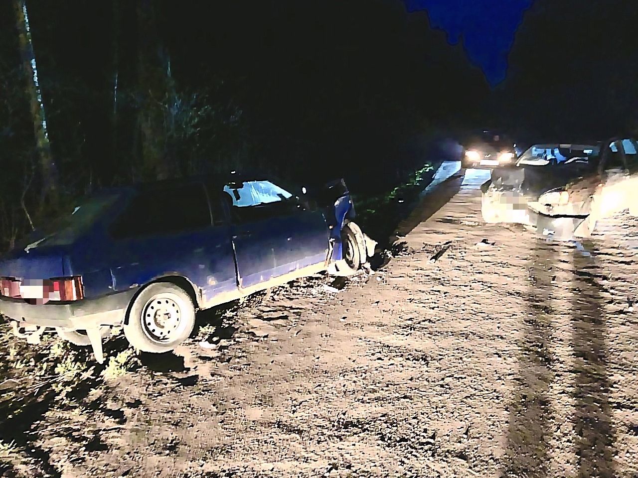 Отечественные легковушки сошлись в лобовую на деревенской дороге в Карелии