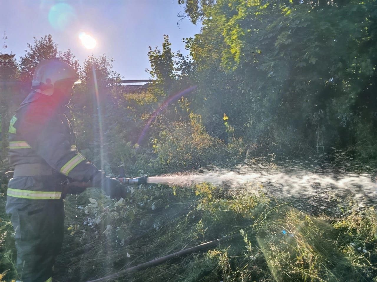 Пожарные остановили огонь на подступах к жилому дому в Медвежьегорске