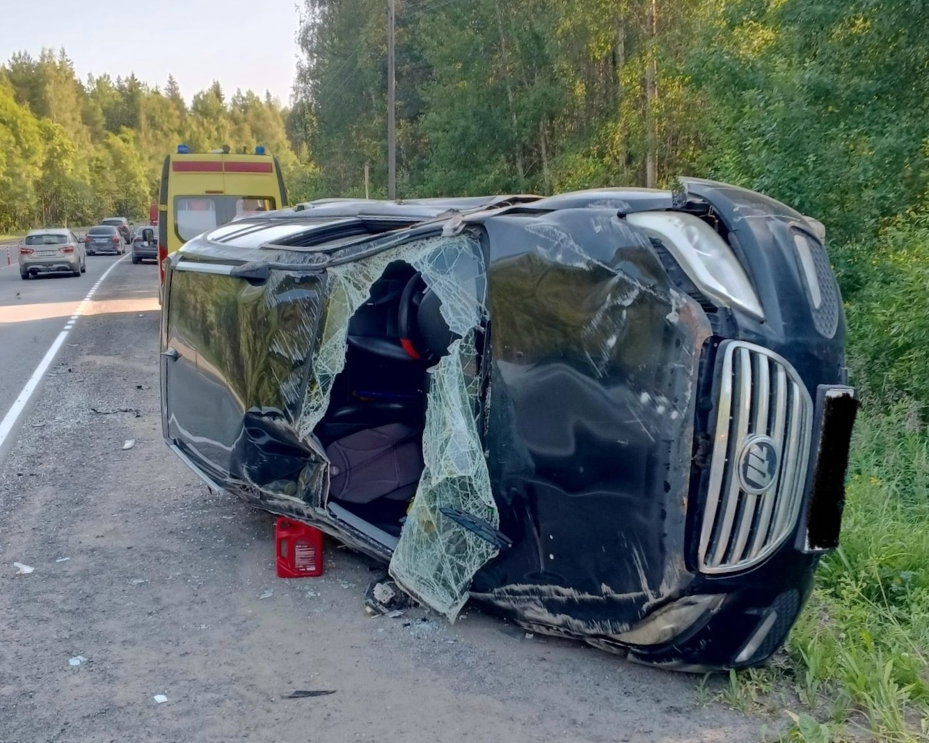 Девушка на иномарке перевернулась на выезде из Петрозаводска