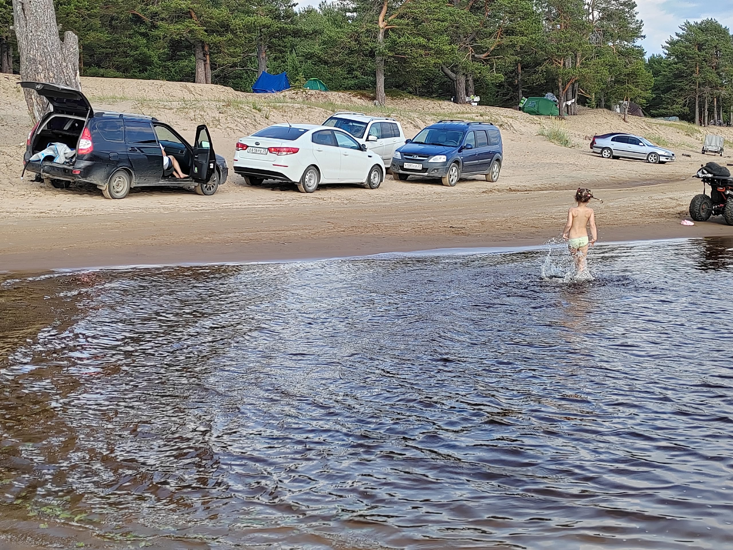 Жгут костры: туристы заставили машинами берег озера в поселке Шальский