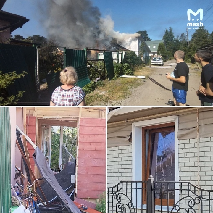 В сети показали последствия падения обломков сбитого беспилотника в Ленинградской области