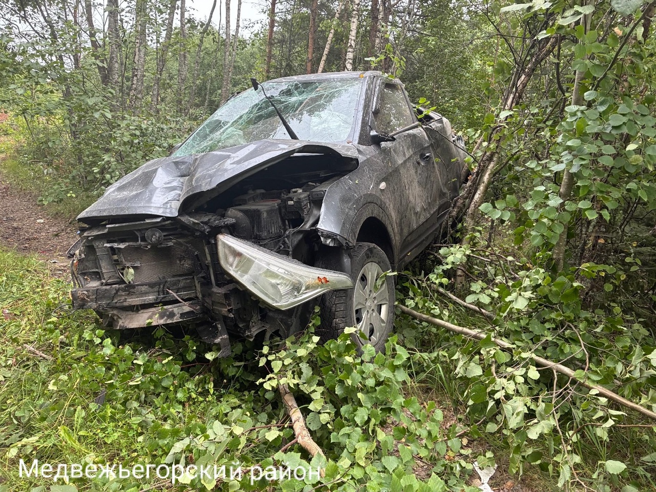 Стало известно, как автомобиль вылетел в кювет в Медвежьегорском районе