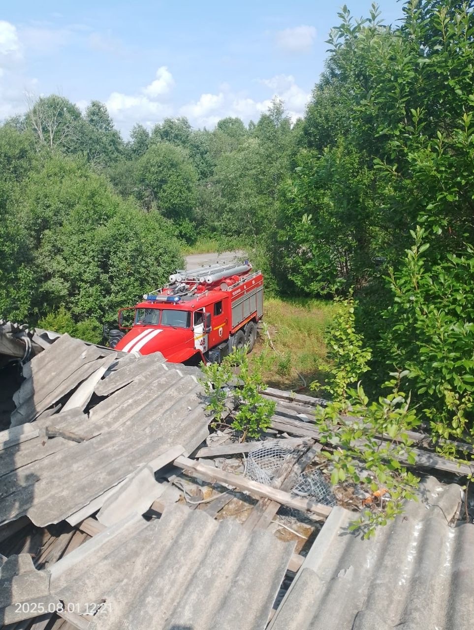 Загорелось здание заброшенного зверосовхоза в Карелии