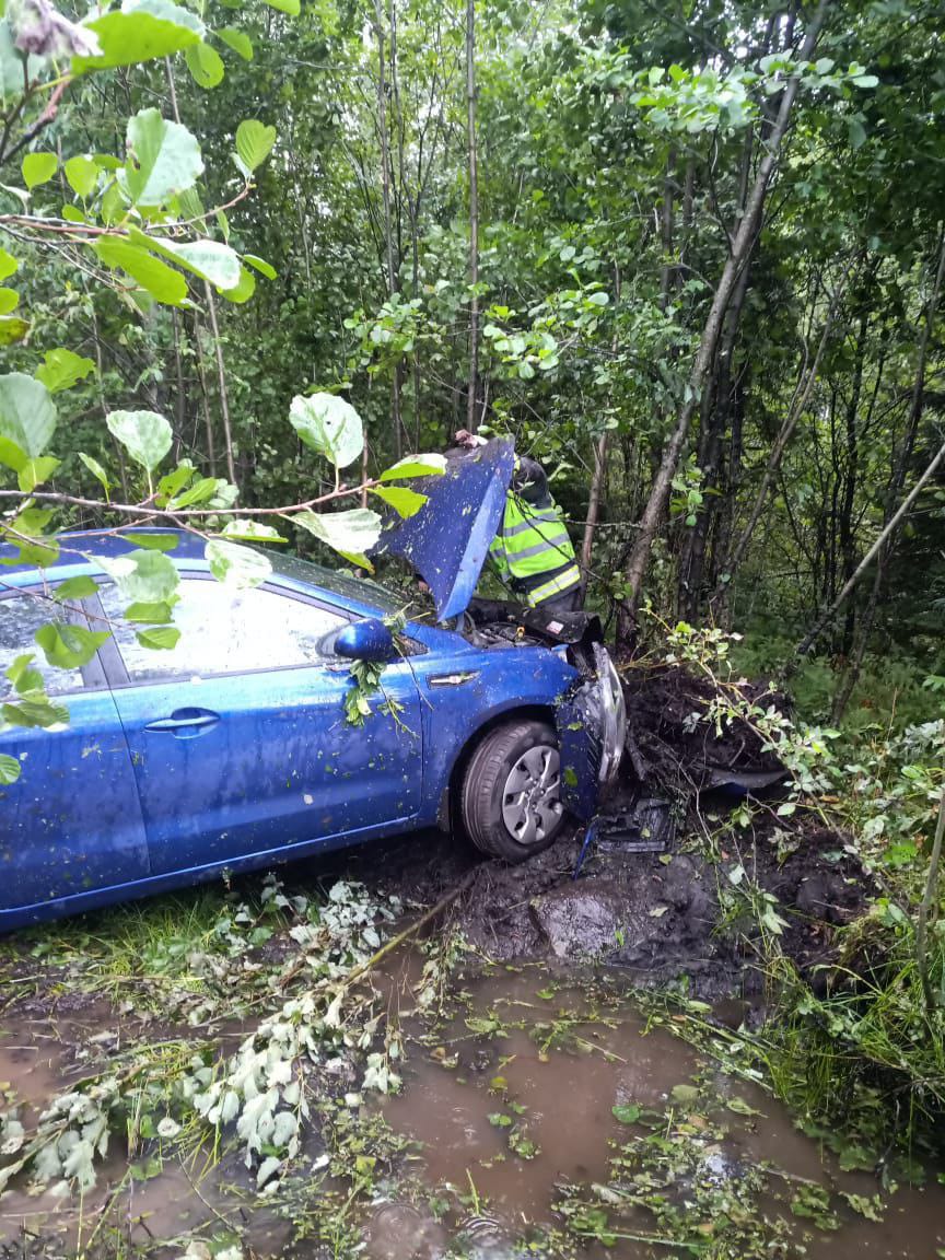 Авто улетело в кювет недалеко от Петрозаводска