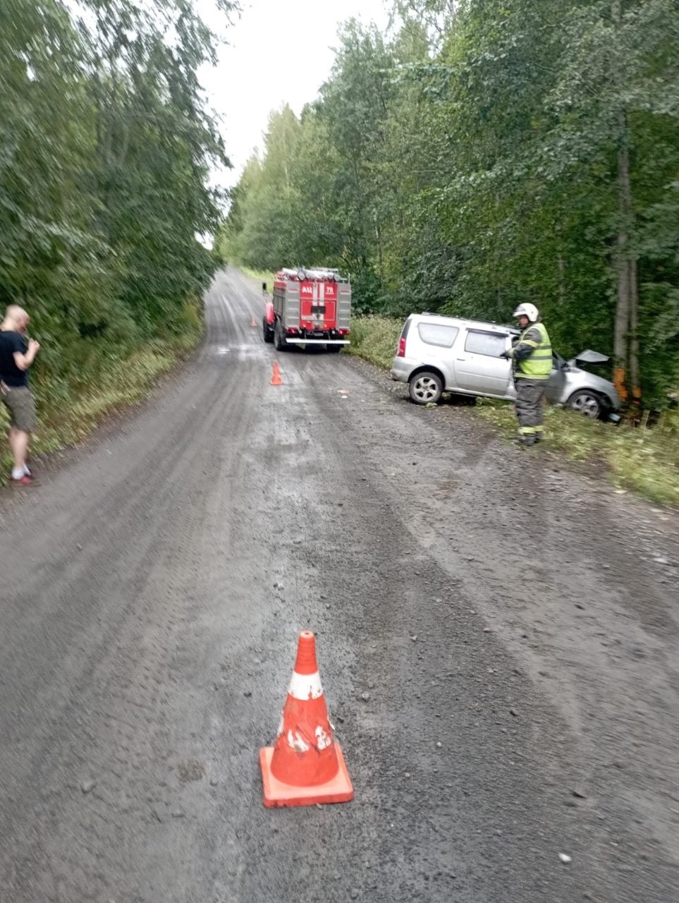 Авто влетело в дерево на дороге в Прионежье, есть пострадавшие