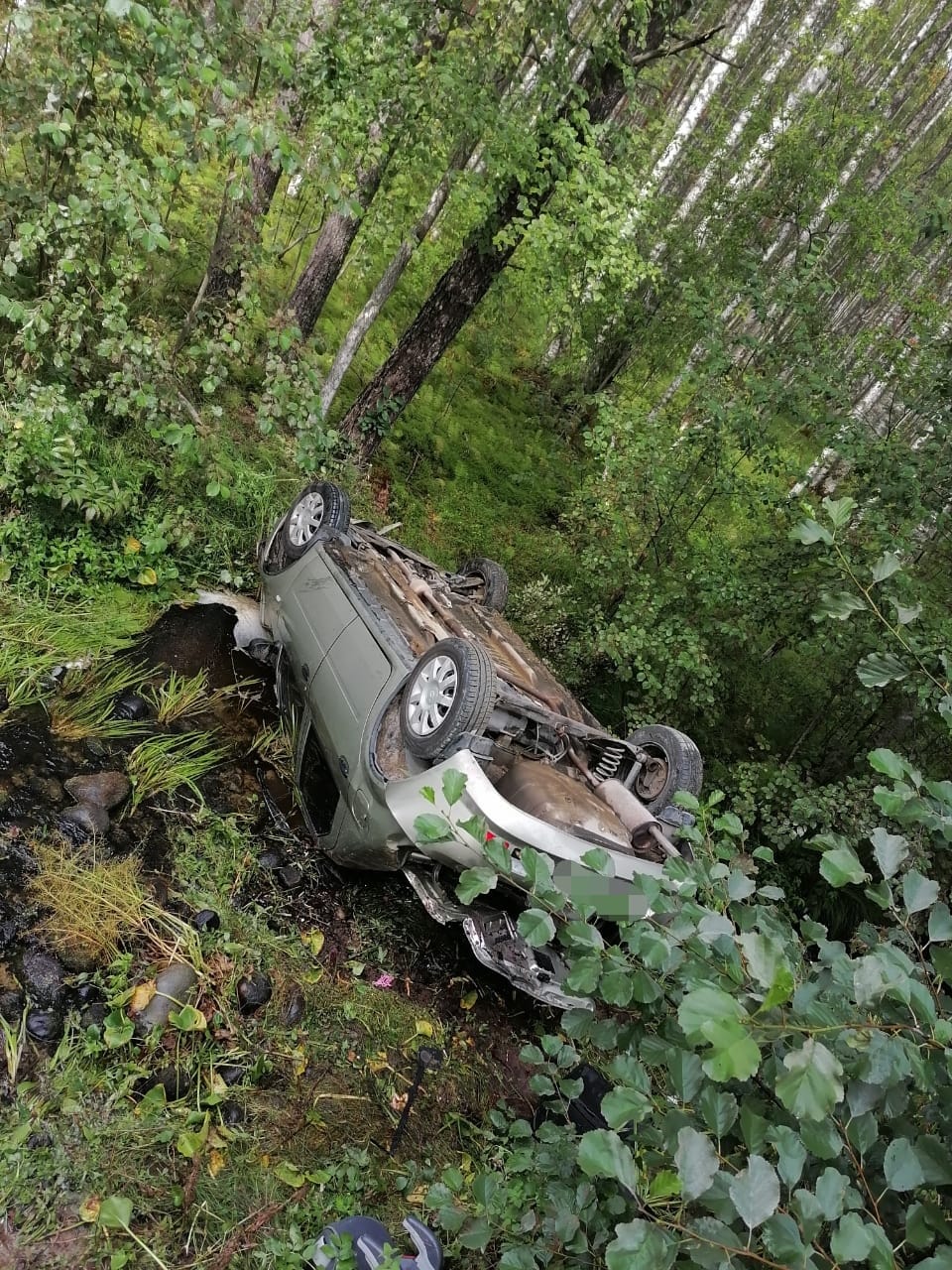 Автомобиль упал с небольшого моста в районе Карелии