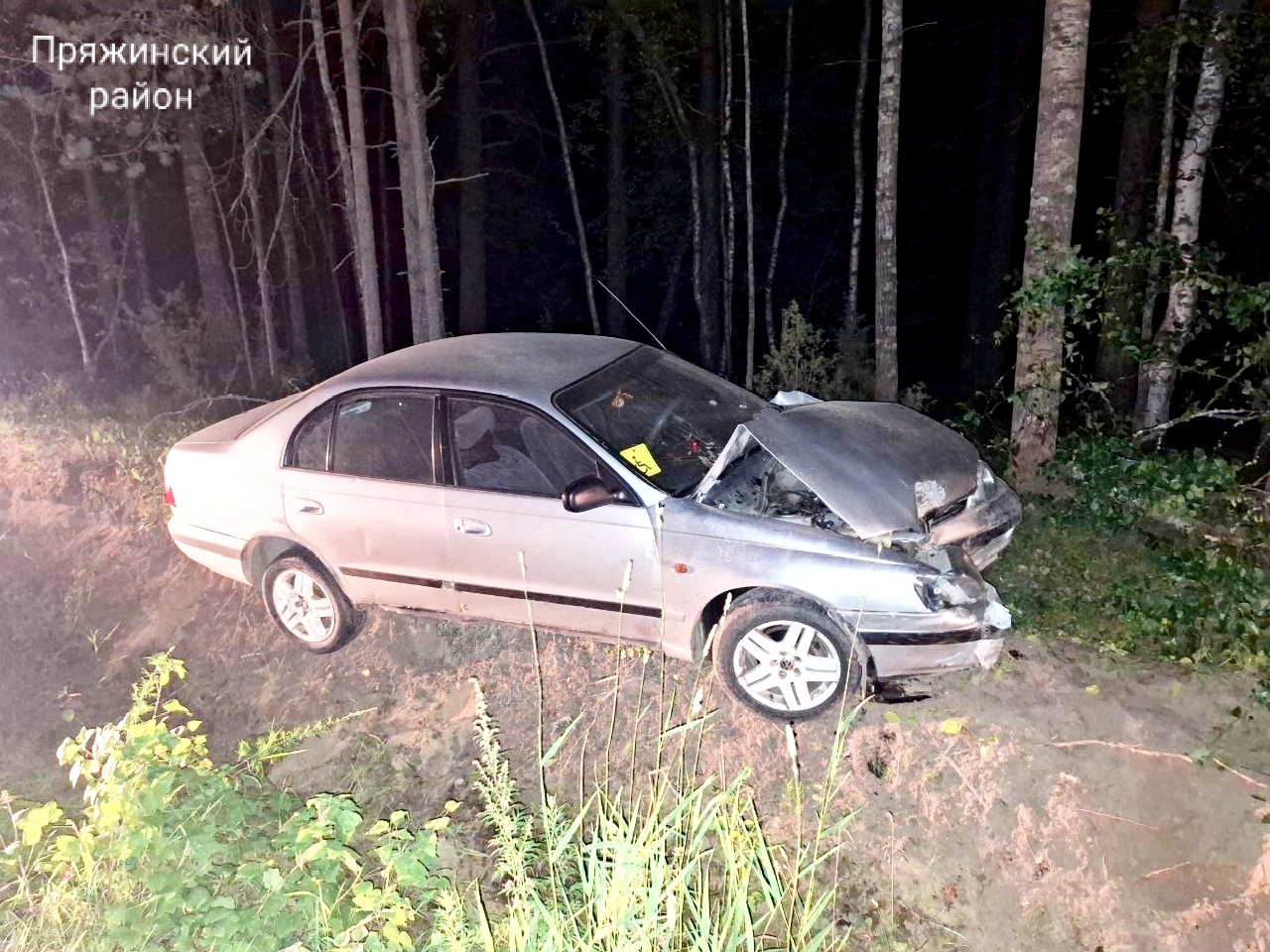 Лишенный прав водитель теперь остался и без иномарки, когда приземлился ночью в кювете в одном из районов Карелии