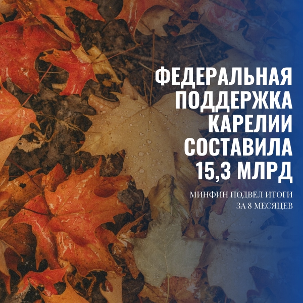 С начала года Карелия получила 15 млрд рублей из федерального бюджета