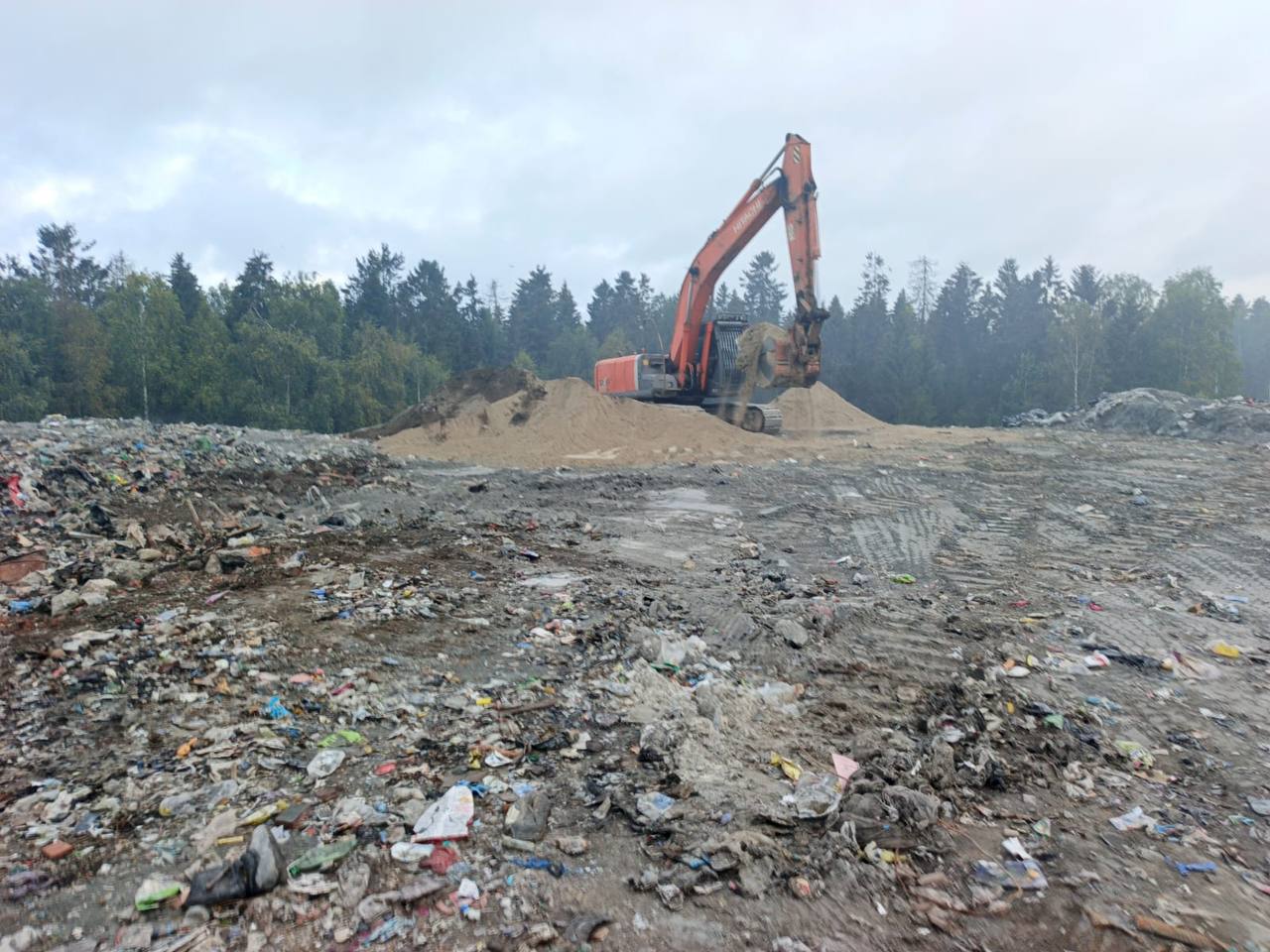 Площадь тления на полигоне ТБО в Карелии сократилась до 0,1 га