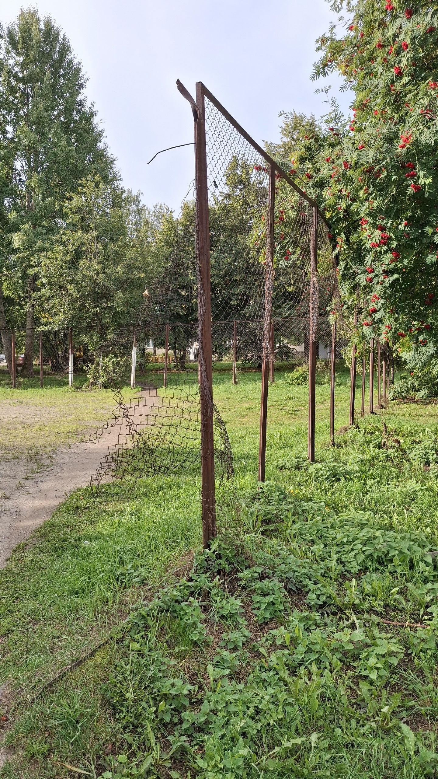 Сетка с острыми краями угрожает безопасности детей на площадке в Петрозаводске