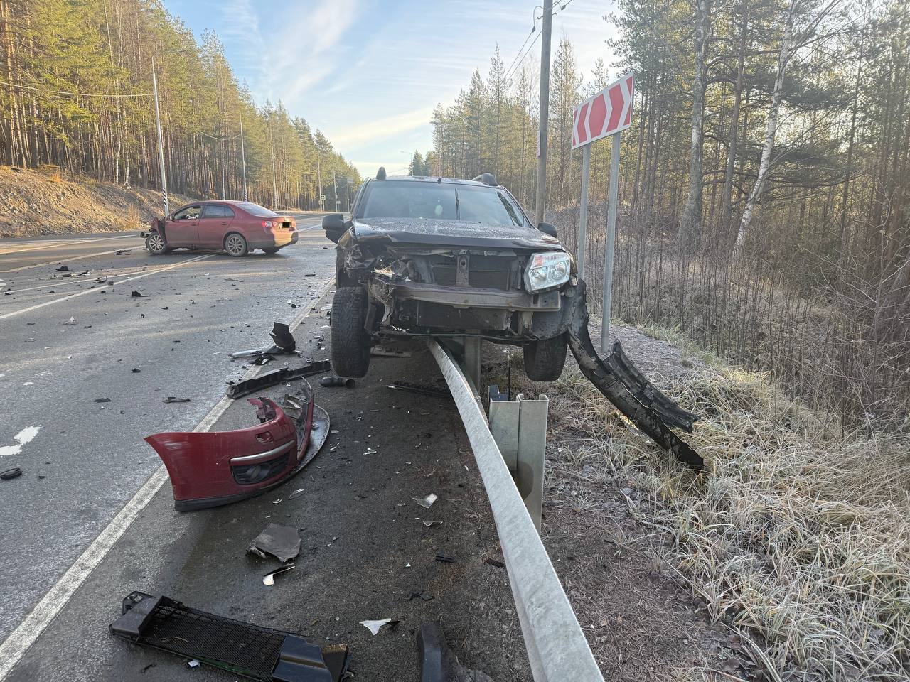 Автоледи подсадила кроссовер на отбойник: стали известны подробности аварии под Петрозаводском
