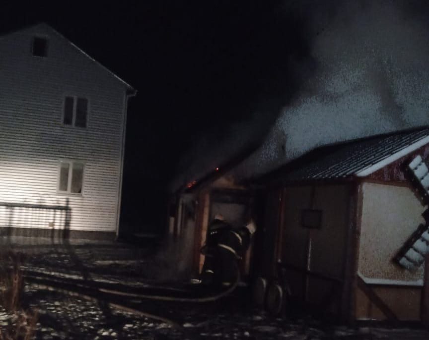 В Пряжинском районе баня сгорела дотла