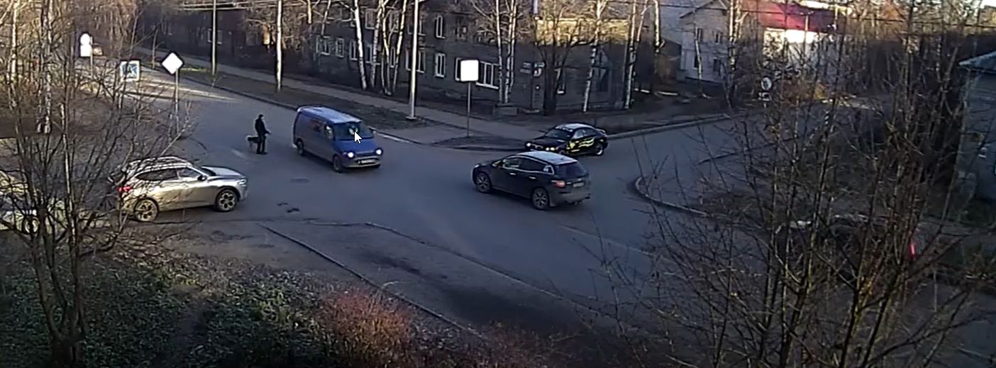 Мужчина остолбенел от ужаса: его едва не снес микроавтобус на пешеходном переходе в Петрозаводске