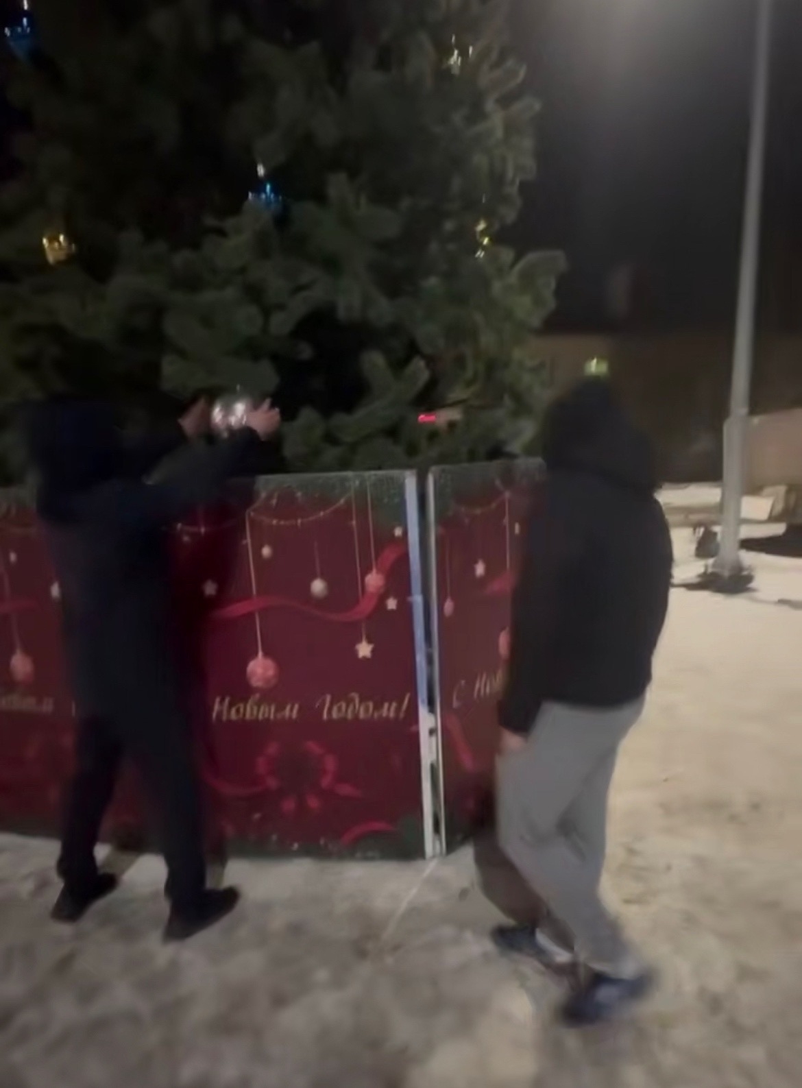 Подростки громили елку в одном из районов Петрозаводска