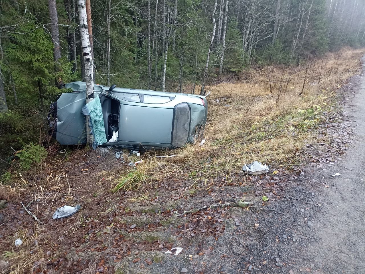 Автомобиль намотало на березу в Прионежском районе