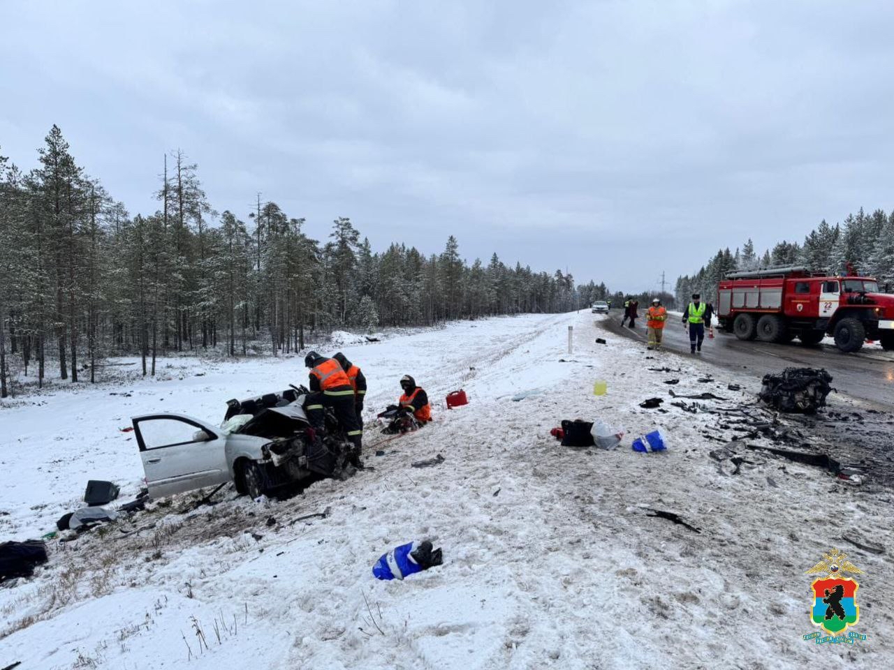 Водитель и пассажир погибли на месте ДТП в Кемском районе, проезд по трассе затруднен