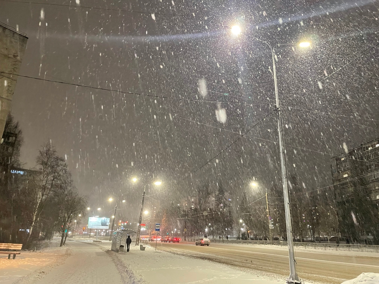 Снегопад идет на Карелию